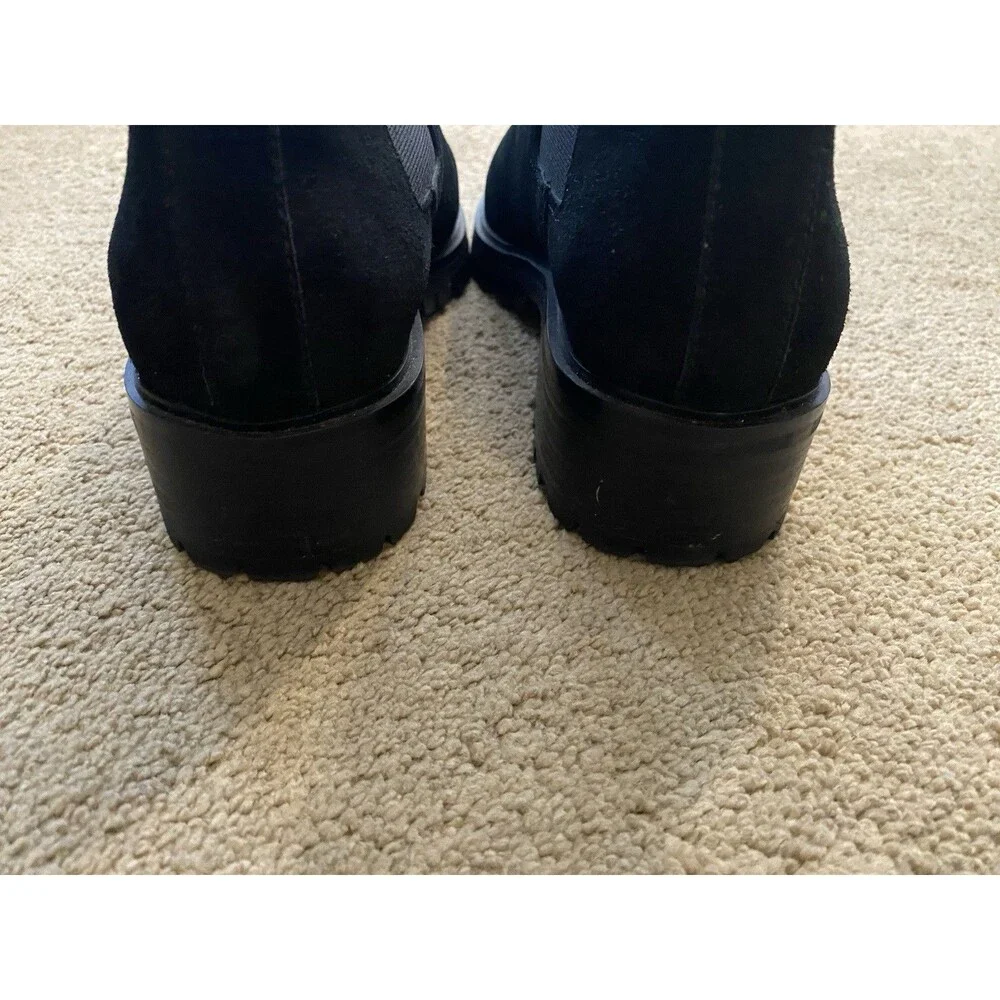 Quince Italian Suede Lug Sole Chelsea Boots Black Quiet Luxury Women’s Size 9